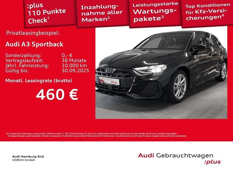 0e mythosschwarz metallic Gebraucht 2025 Audi A3 Limousine | 41.220 € (Fairer Preis) - Bild 1/3