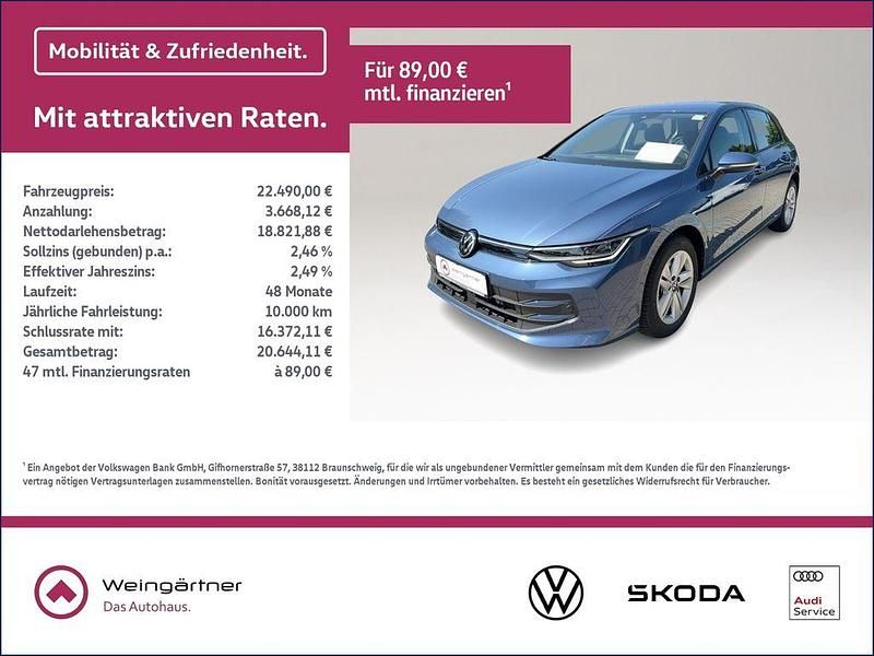 Blau Gebraucht 2024 VW Golf VIII Basis Limousine | 22.490 € (Guter Preis) - Bild 1/4