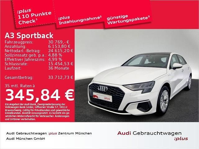 Ibisweiß Gebraucht 2022 Audi A3 Sportback e-tron Performance Limousine | 29.922 € (Teuer) - Bild 1/2