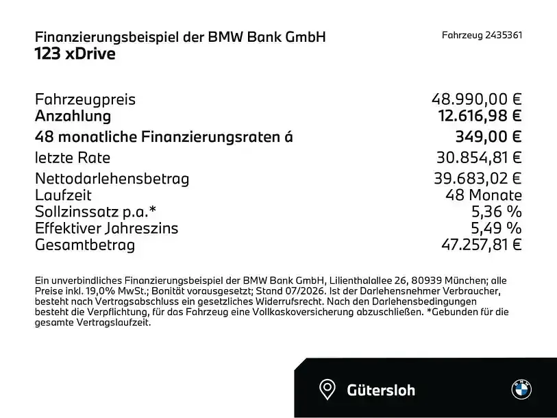 Neu BMW 123 Comfort Edition 218 PS (160 kW) 2026 Thundernight (violett) Kleinwagen