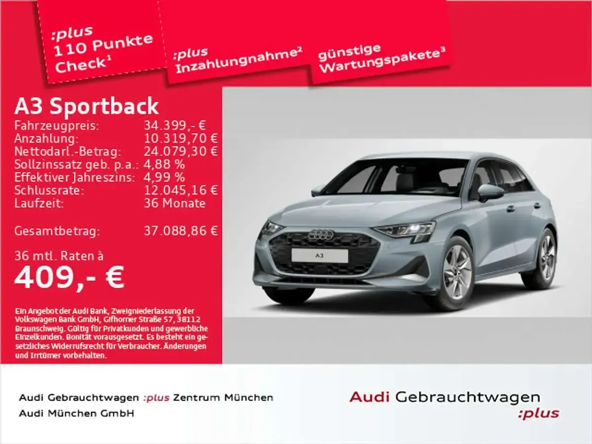 Second-hand Audi A3 Advanced 150 CP (110 kW) 2025 Gri Berlinǎ