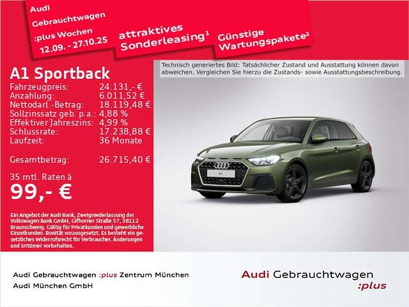 Distriktgrün metallic Gebraucht 2024 Audi A1 Advanced Kleinwagen | 24.131 € (Fairer Preis) - Bild 1/2