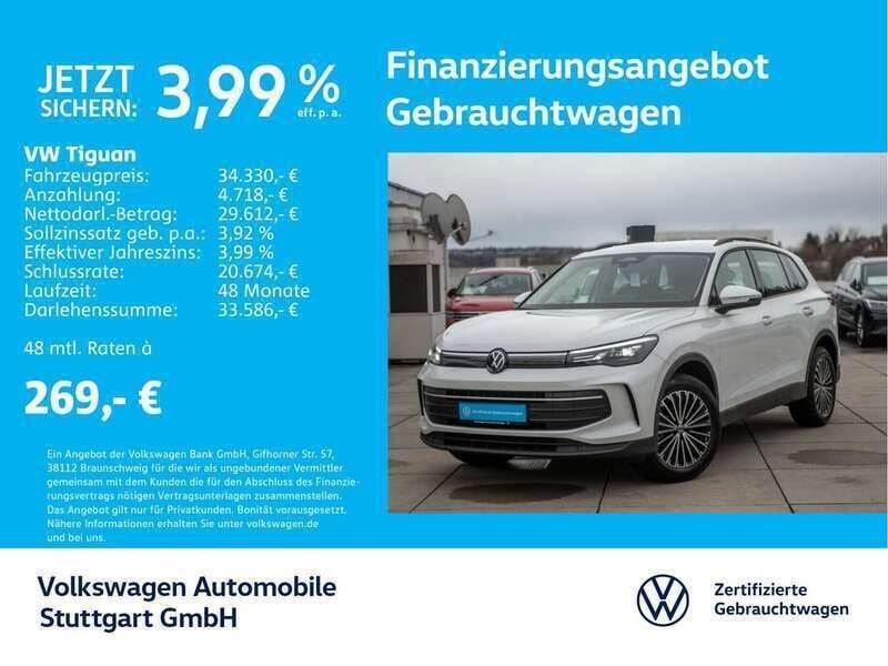 Oryxweiß perlmutteffekt Gebraucht 2024 VW Tiguan Life SUV | 36.930 € (Fairer Preis) - Bild 1/3