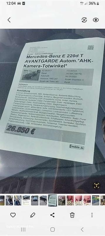 Gebraucht Mercedes E220 194 PS (142 kW) 2017 Schwarz Kombi