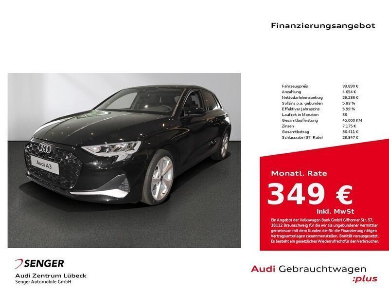 Schwarz Gebraucht 2025 Audi A3 Sportback Advanced Plus Limousine | 33.890 € (Superpreis) - Bild 1/4