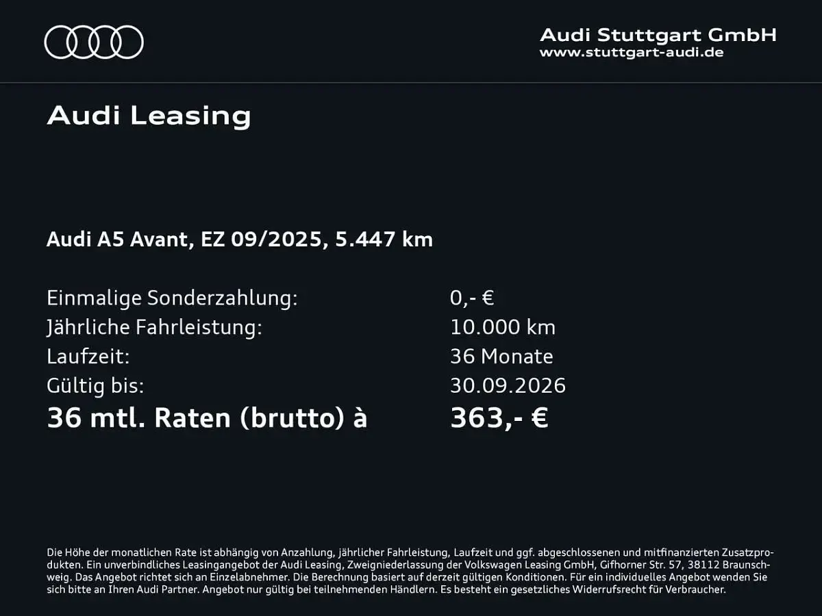 Gebraucht Audi A5 204 PS (150 kW) 2025 Horizontblau metallic Kombi