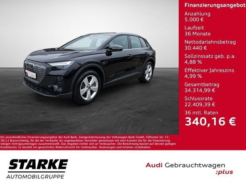 Mythosschwarz metallic Gebraucht 2023 Audi Q4 e-tron Comfort SUV | 35.440 € (Fairer Preis) - Bild 1/4