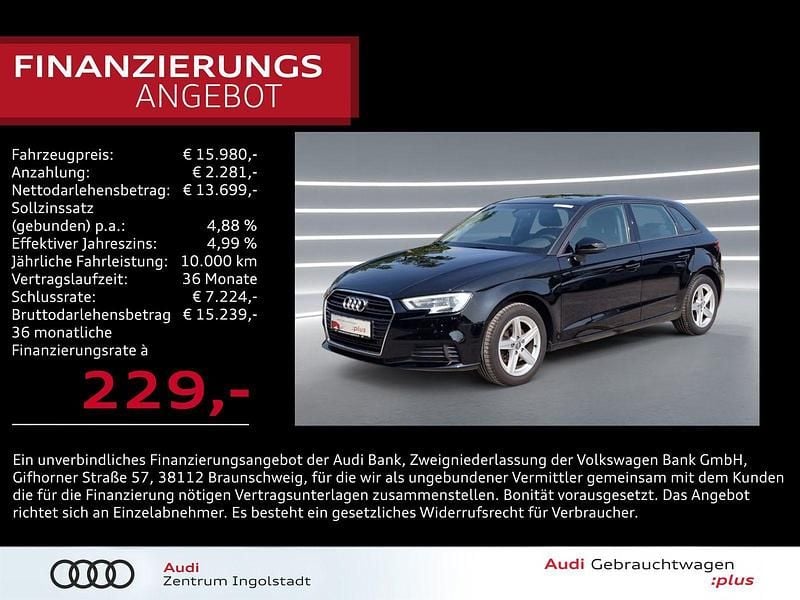 Schwarz Gebraucht 2020 Audi A3 Sportback g-tron Design Limousine | 15.980 € (Guter Preis) - Bild 1/4