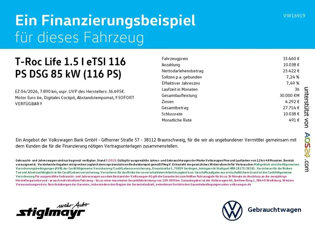Gebraucht VW T-Roc Cabriolet Life 116 PS (85 kW) 2026 Weiß SUV