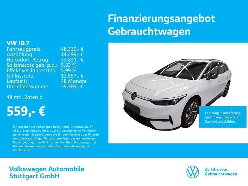 Gletscherweiß metallic Gebraucht 2024 VW ID.7 Pro Limousine | 48.330 € (Fairer Preis) - Bild 1/4