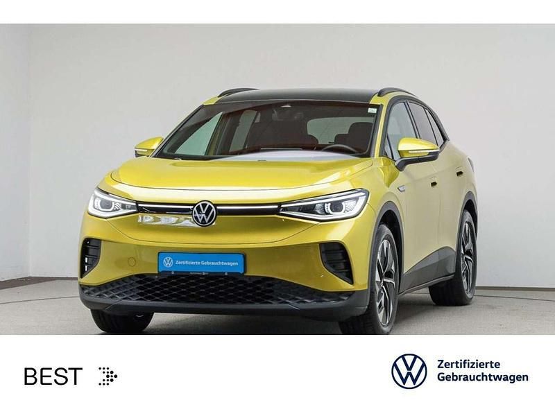 Honey yellow metallic (metallic) Gebraucht 2021 VW ID.4 Pro Performance SUV | 29.999 € (Fairer Preis) - Bild 1/3