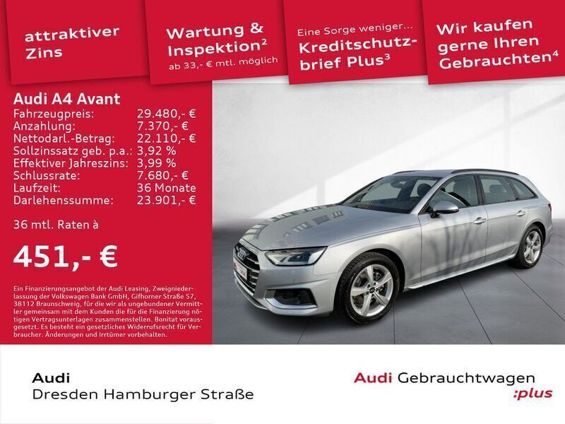 Florettsilber metallic Gebraucht 2024 Audi A4 Advanced Plus Kombi | 30.980 € (Fairer Preis) - Bild 1/3
