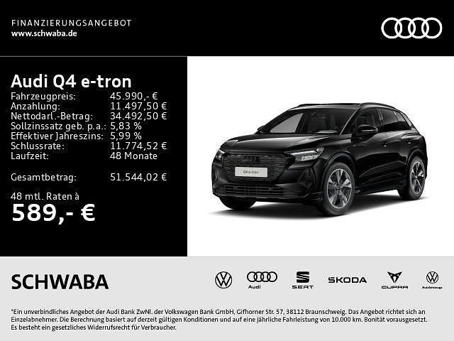 Mythosschwarz metallic Gebraucht 2024 Audi Q4 e-tron Advanced SUV | 45.990 € (Fairer Preis) - Bild 1/4