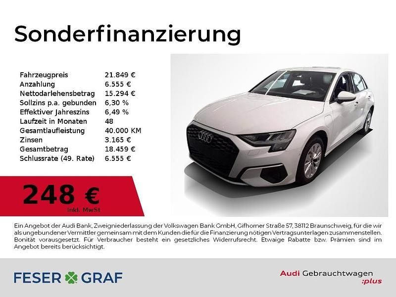 Weiß Gebraucht 2022 Audi A3 Sportback e-tron Comfort Limousine | 21.849 € (Fairer Preis) - Bild 1/2