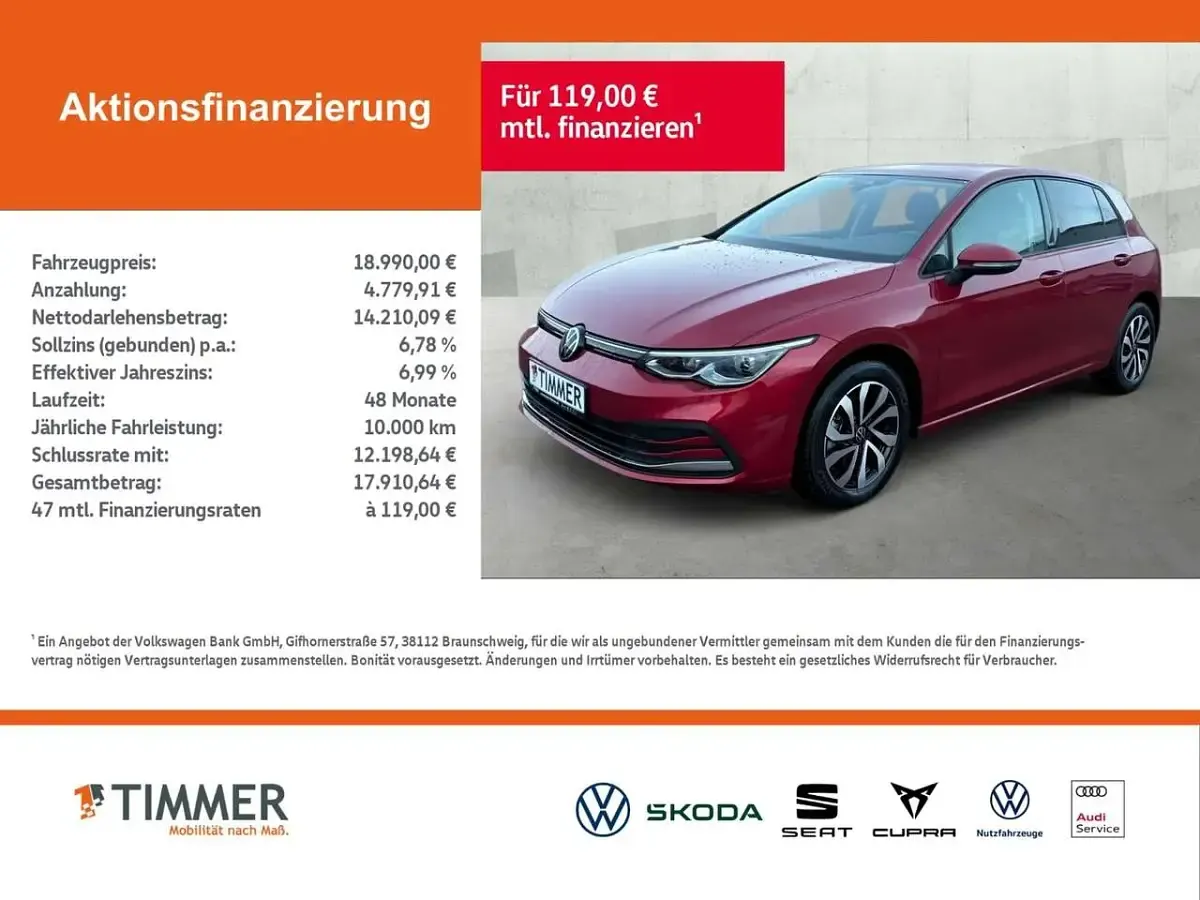 Gebraucht VW Golf VIII Active 131 PS (96 kW) 2022 Rot Limousine