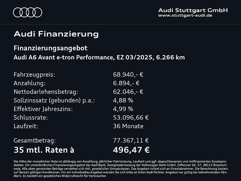 Gebraucht Audi A6 e-tron Performance 269 kW (367 PS) 2025 Magnetgrau Kombi