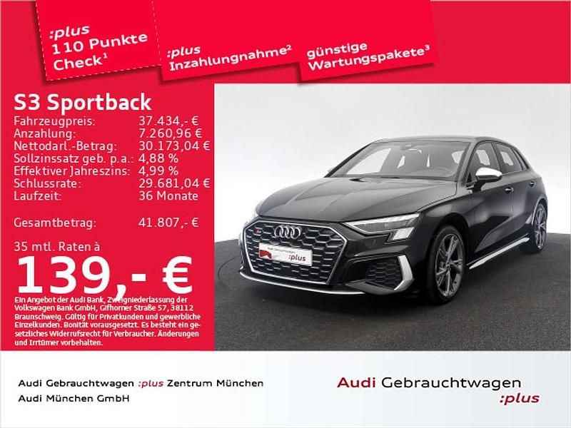 Mythosschwarz metallic Gebraucht 2024 Audi S3 Basis Limousine | 37.434 € (Superpreis) - Bild 1/2