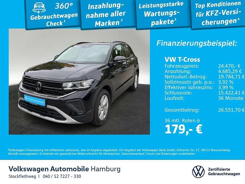 2t deep black perleffekt Gebraucht 2024 VW T-Cross Life SUV | 24.470 € (Fairer Preis) - Bild 1/3