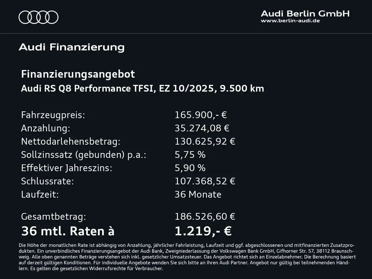 Gebraucht Audi RS Q8 Performance 640 PS (470 kW) 2025 Schwarz SUV
