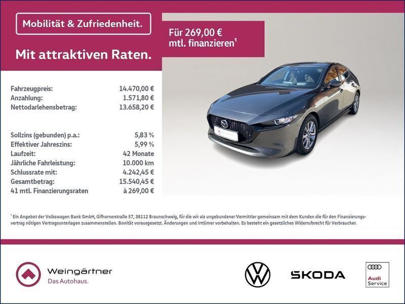 Grau Gebraucht 2020 Mazda 3 Limousine | 14.470 € (Guter Preis) - Bild 1/4