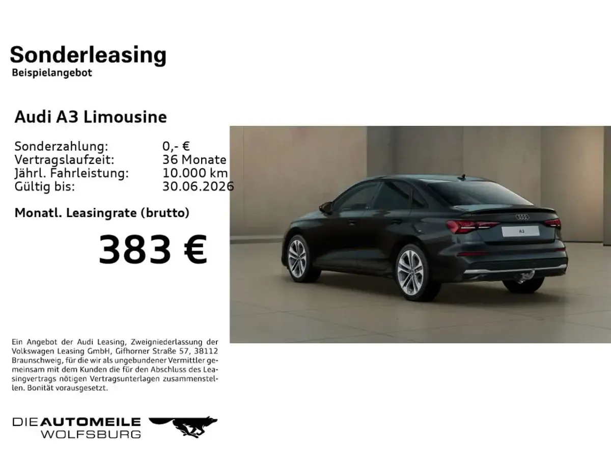 Używany Audi A3 Advanced 150 KM (110 kW) 2025 Czarny Sedan/Limuzyna