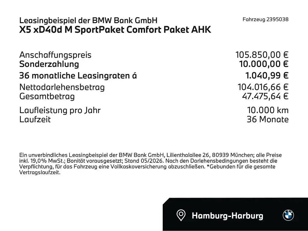 Neu BMW X5 Comfort Edition 352 PS (258 kW) 2026 Grau SUV