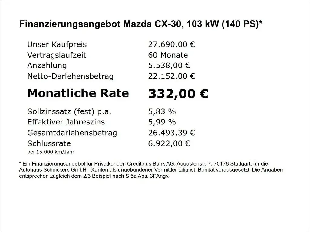 Neu Mazda CX-30 140 PS (102 kW) 2026 Silber SUV