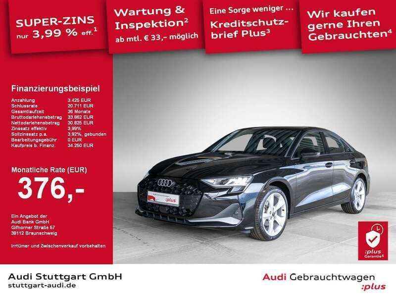 Mythosschwarz metallic Gebraucht 2024 Audi A3 Advanced Plus Limousine | 34.920 € (Etwas zu teuer) - Bild 1/2
