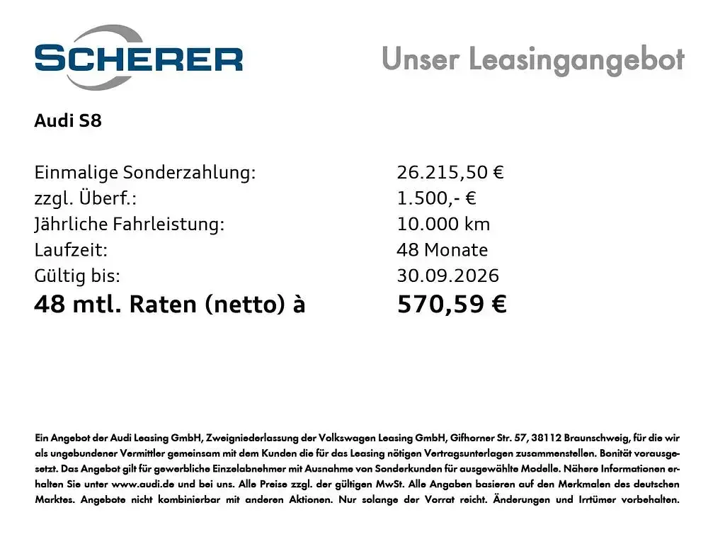 Neu Audi S8 571 PS (419 kW) 2026 Schwarz Limousine