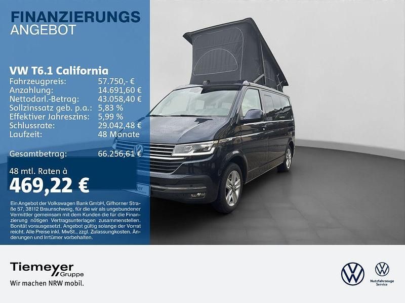 Blau Gebraucht 2021 VW T6.1 California Van | 57.750 € (Teuer) - Bild 1/4