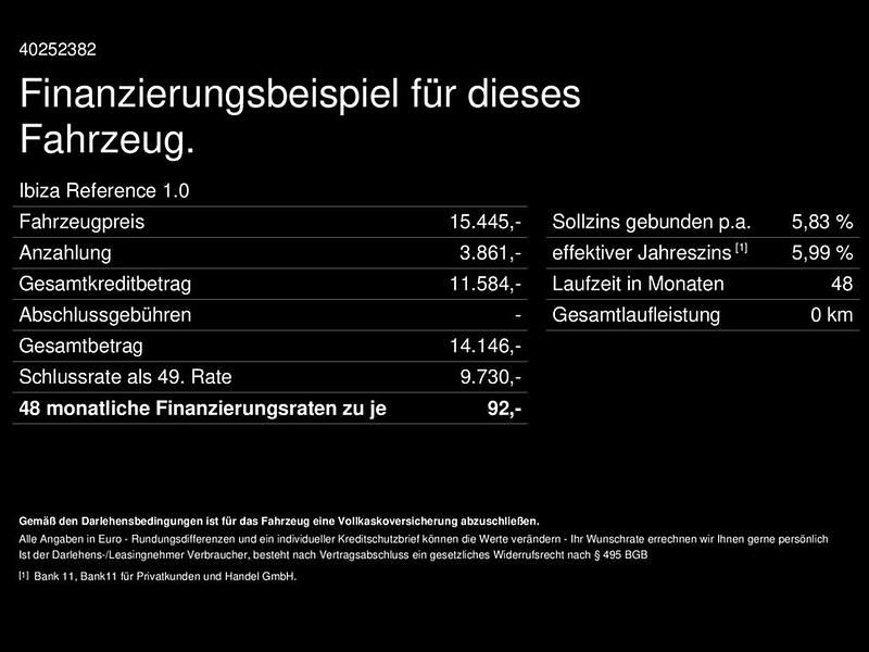 Schwarz Gebraucht 2025 Seat Ibiza Reference Kleinwagen | 15.430 € (Superpreis) - Bild 1/1