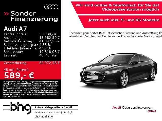 Mythosschwarz metallic Gebraucht 2022 Audi A7 Sportback S-Line Kleinwagen | 55.930 € - Bild 1/4