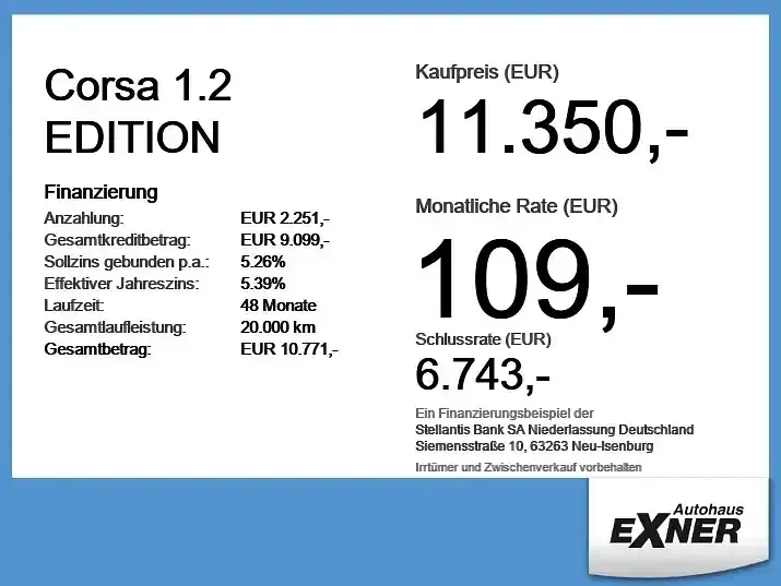 Gebraucht Opel Corsa Edition 75 PS (55 kW) 2023 Jade weiss Kleinwagen