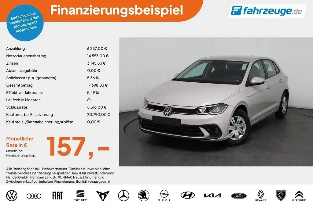 Neu VW Polo 95 PS (69 kW) 2026 Grau Kleinwagen