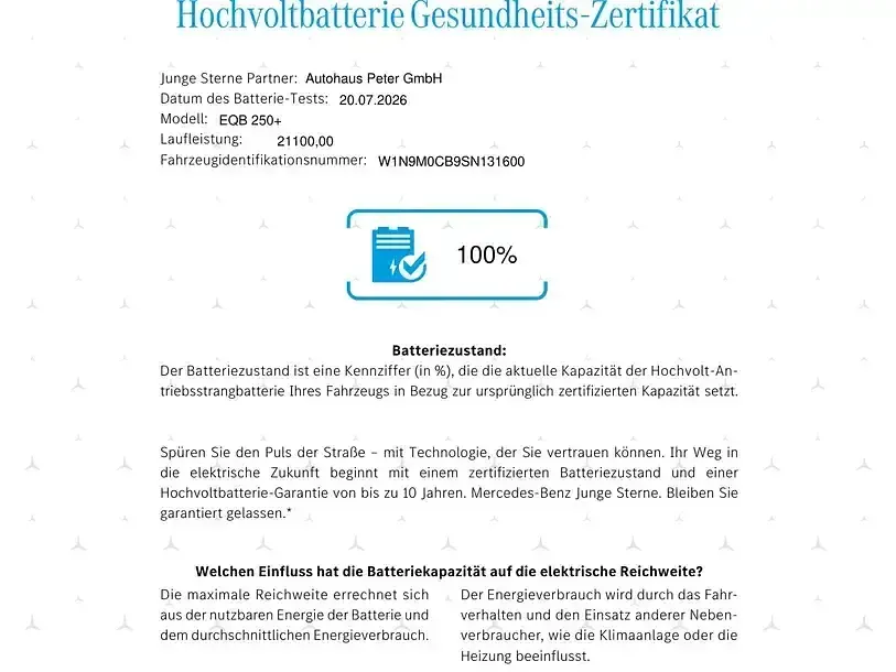 Gebraucht Mercedes EQB250+ Advanced 139 kW (190 PS) 2025 Polarweiß uni SUV