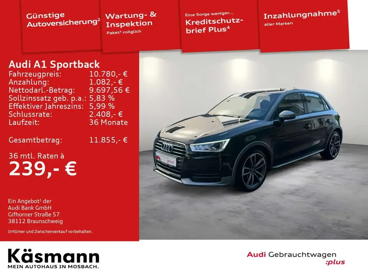 Gebraucht Audi A1 95 PS (69 kW) 2018 Mythosschwarz metallic Limousine