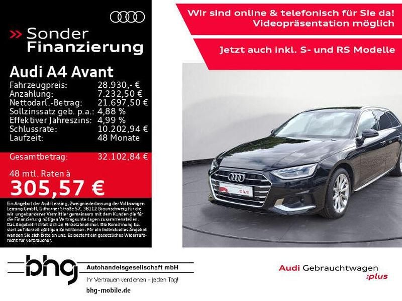 Mythosschwarz metallic Gebraucht 2021 Audi A4 Advanced Kombi | 28.930 € (Fairer Preis) - Bild 1/4