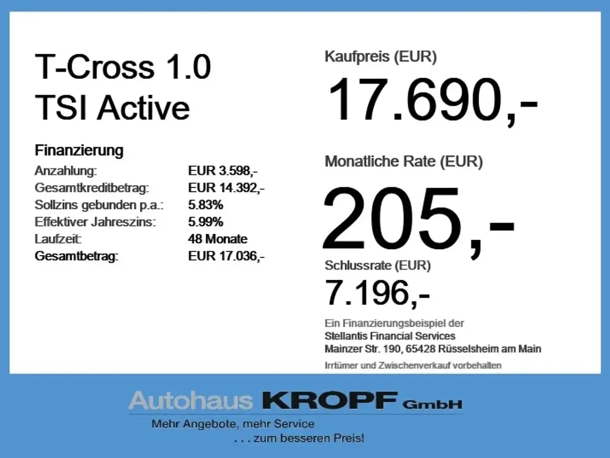 Używany VW T-Cross Active 110 KM (80 kW) 2021 Niebieski SUV