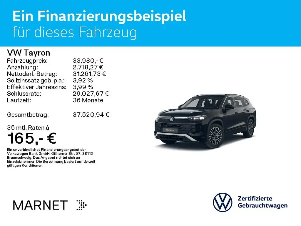 Gebraucht VW Tayron Life 150 PS (110 kW) 2025 Grenadillschwarz metallic SUV