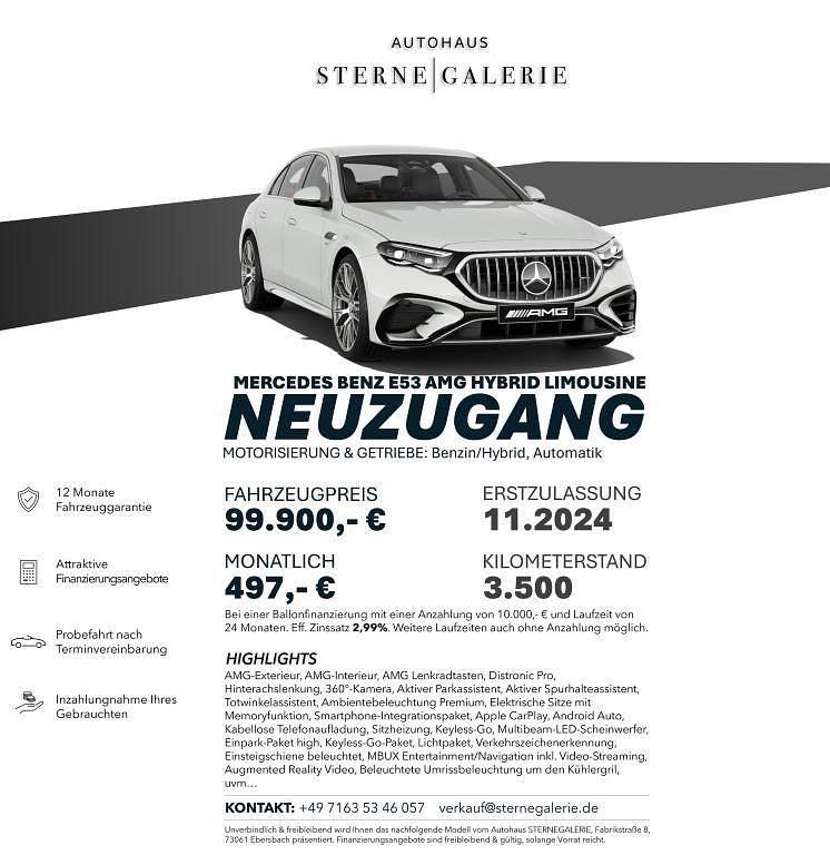 Opalithweiss Gebraucht 2024 Mercedes E53 AMG AMG Limousine | 99.900 € - Bild 1/1