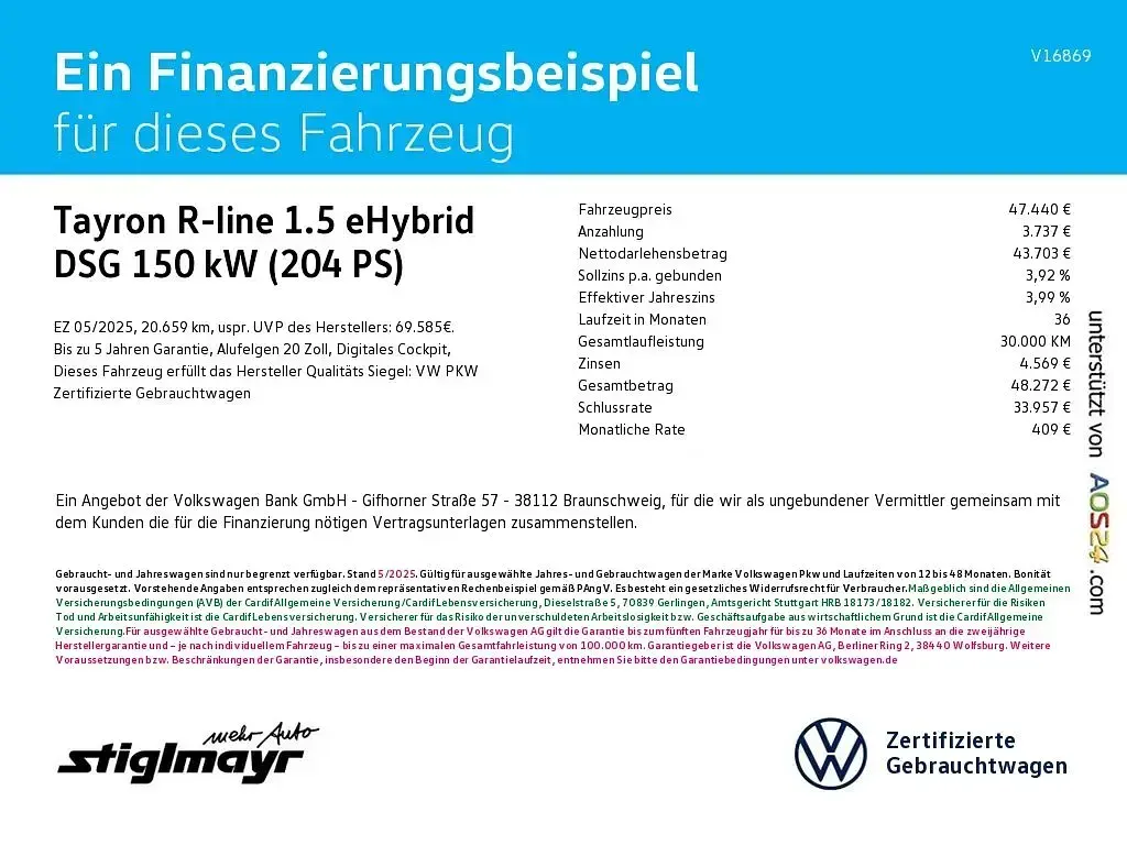 Usata VW Tayron R-line 204 CV (150 kW) 2025 Bianco SUV