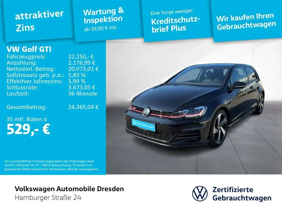 Gebraucht VW Golf VII GTI 245 PS (180 kW) 2019 Deep black perleffekt Limousine