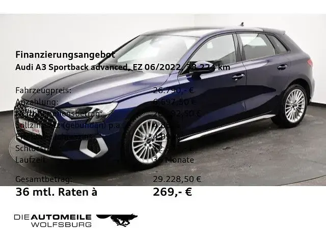 Gebraucht Audi A3 Advanced 190 PS (139 kW) 2022 Navarrablau metallic Limousine