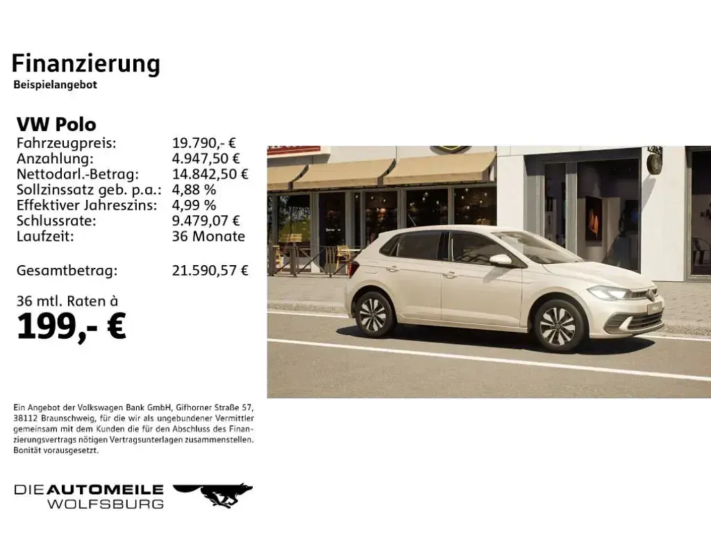Gebraucht VW Polo Move 95 PS (69 kW) 2024 Ivory silver metallic (metallic) Kleinwagen
