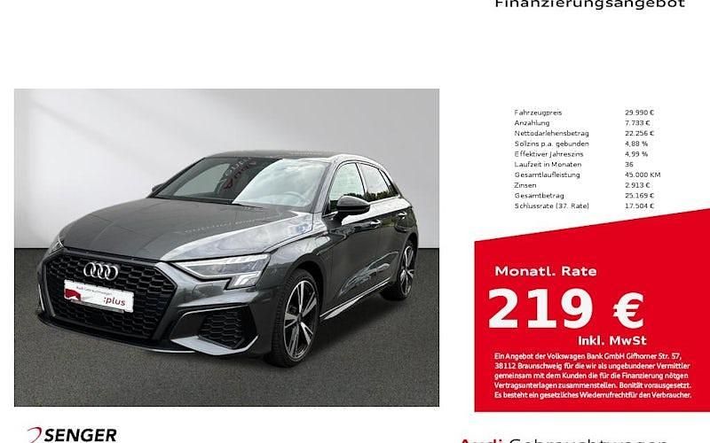 Grau Gebraucht 2022 Audi A3 Sportback e-tron S-Line Limousine | 29.990 € (Etwas zu teuer) - Bild 1/4