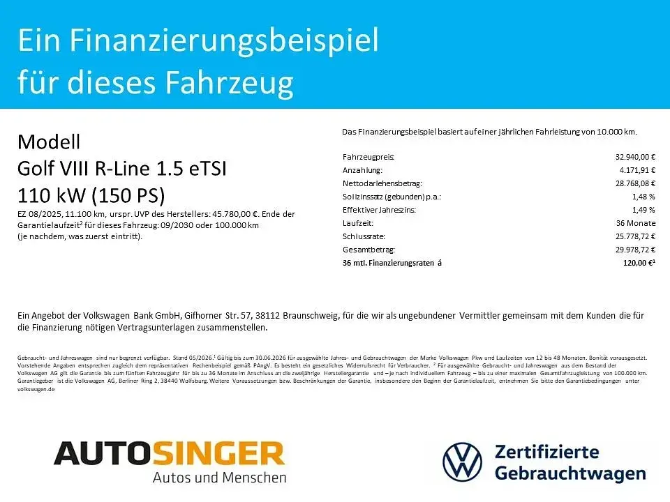 Gebraucht VW Golf VIII R-line 150 PS (110 kW) 2025 Crystal ice blue metallic Limousine