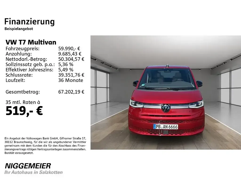 Gebraucht VW Multivan Style 150 PS (110 kW) 2025 Rot Van / Kleinbus