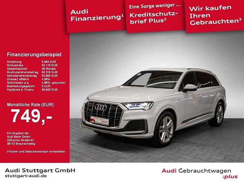 Gletscherweiß metallic Gebraucht 2020 Audi Q7 S-Line SUV | 59.840 € (Teuer) - Bild 1/2