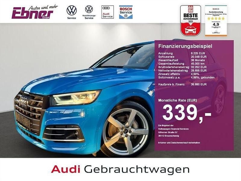 Turboblau sonderfarbe (metallic) Gebraucht 2020 Audi Q5 S-Line SUV | 36.880 € (Fairer Preis) - Bild 1/4