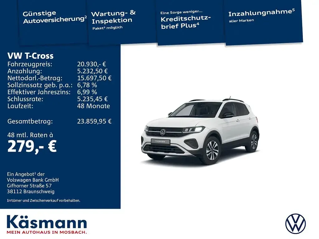 Gebraucht VW T-Cross 95 PS (69 kW) 2025 Weiß SUV
